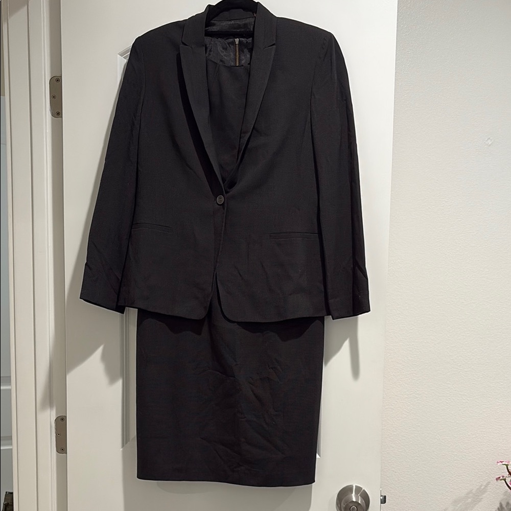Tahari Charcoal Blazer with Notched Lapels and Matching Dress Suit Set